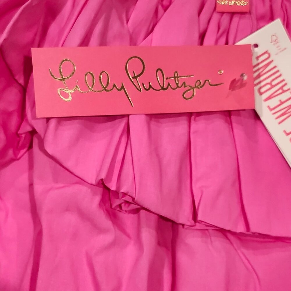 Lilly Pulitzer Beatrix off the shoulder top Plumeria pink sz. MED.  $118 tag NWT - Picture 6 of 8